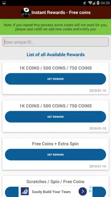 Pool instant reward Daily free coins android App screenshot 0